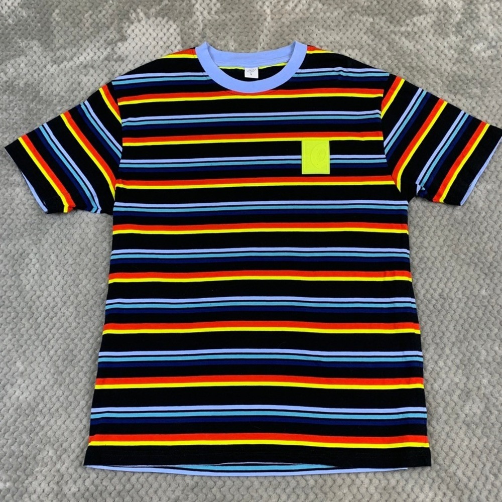 Odd‎ Future Mens Multi-Color Striped Short Sleeve T-Shirt Black Size L 1875